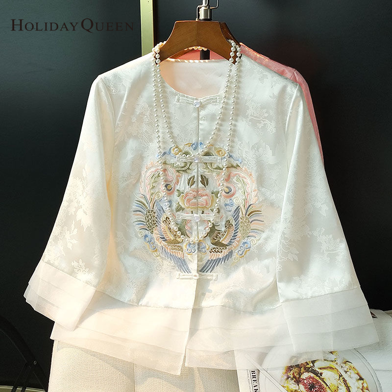 HolidayQueen Chinese Style Women's Top Women's 2022 Spring New Retro Buckle Heavy Work Embroidered Chinese Short Coat Free Shipping HQ1819