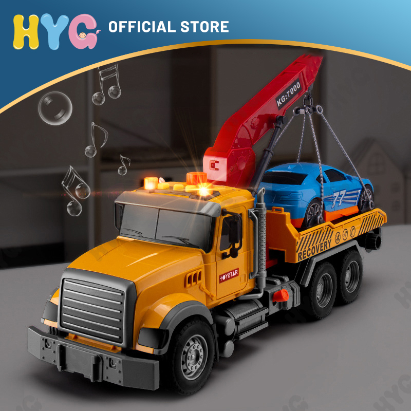 Boy Trailer Toy Crane Children's Car Large Crane Flat Road Wreckage Engineering Transport Rescue Vehicle